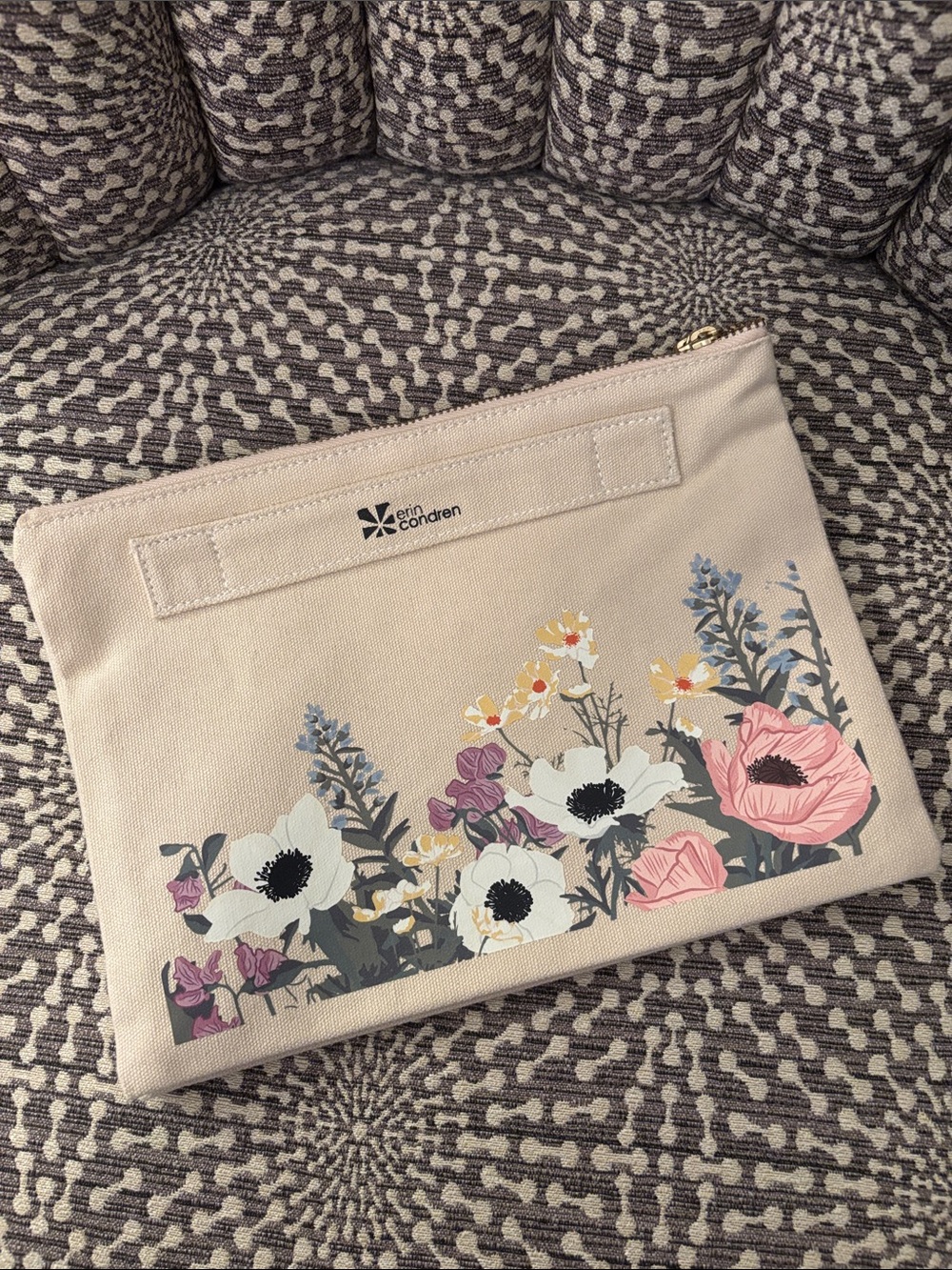 Erin Condren Floral Canvas Expanding Like New Pencil Stationery Supplies Pouch